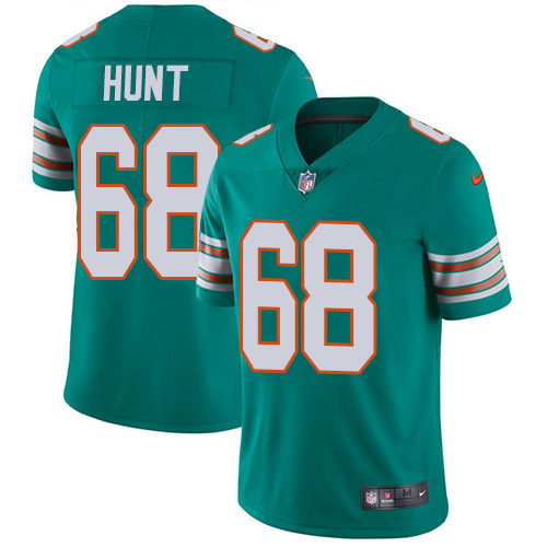 Nike Miami Dolphins #68 Robert Hunt Aqua Green Alternate Youth Stitched NFL Vapor Untouchable Limited Jersey